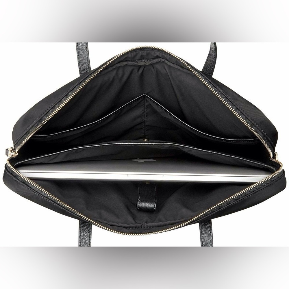 kate spade Black Nylon Laptop Tote with Silver Spade Logo - Picture 5 of 9
